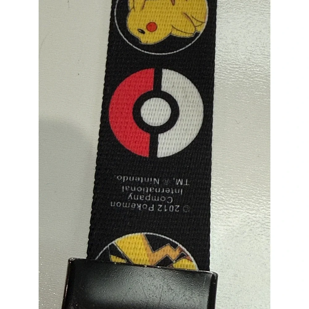 Pokemon Pikachu Poke Ball Web Belt 2012 Black Canvas Adjustable Slider Buckle
